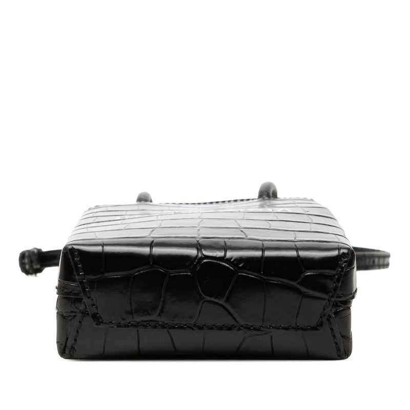 Mini Croc Embossed Leather Shopping Phone Holder - Image 3