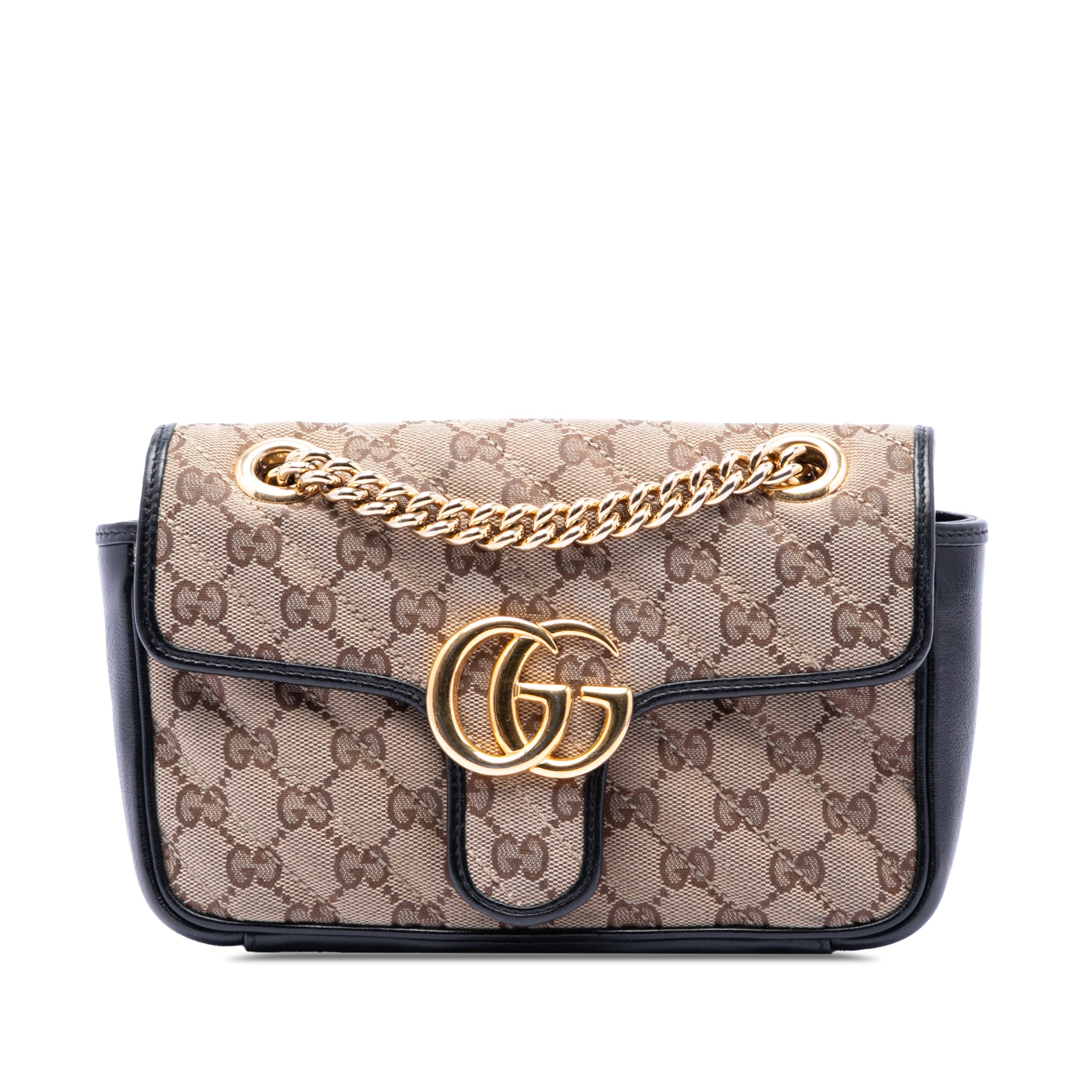 Small GG Marmont Matelasse Diagonal GG Canvas and Leather Shoulder Bag - Image 1