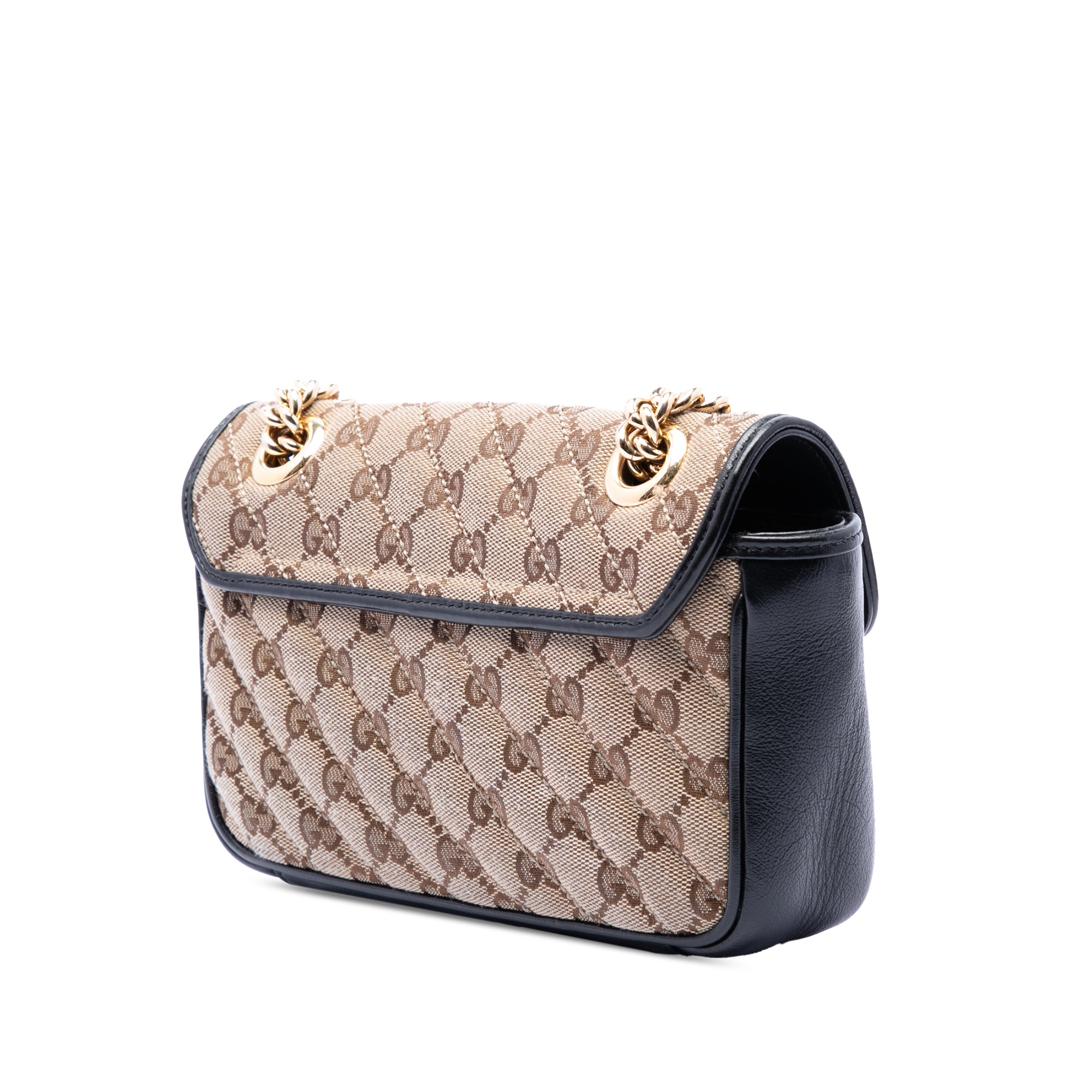 Small GG Marmont Matelasse Diagonal GG Canvas and Leather Shoulder Bag - Image 2