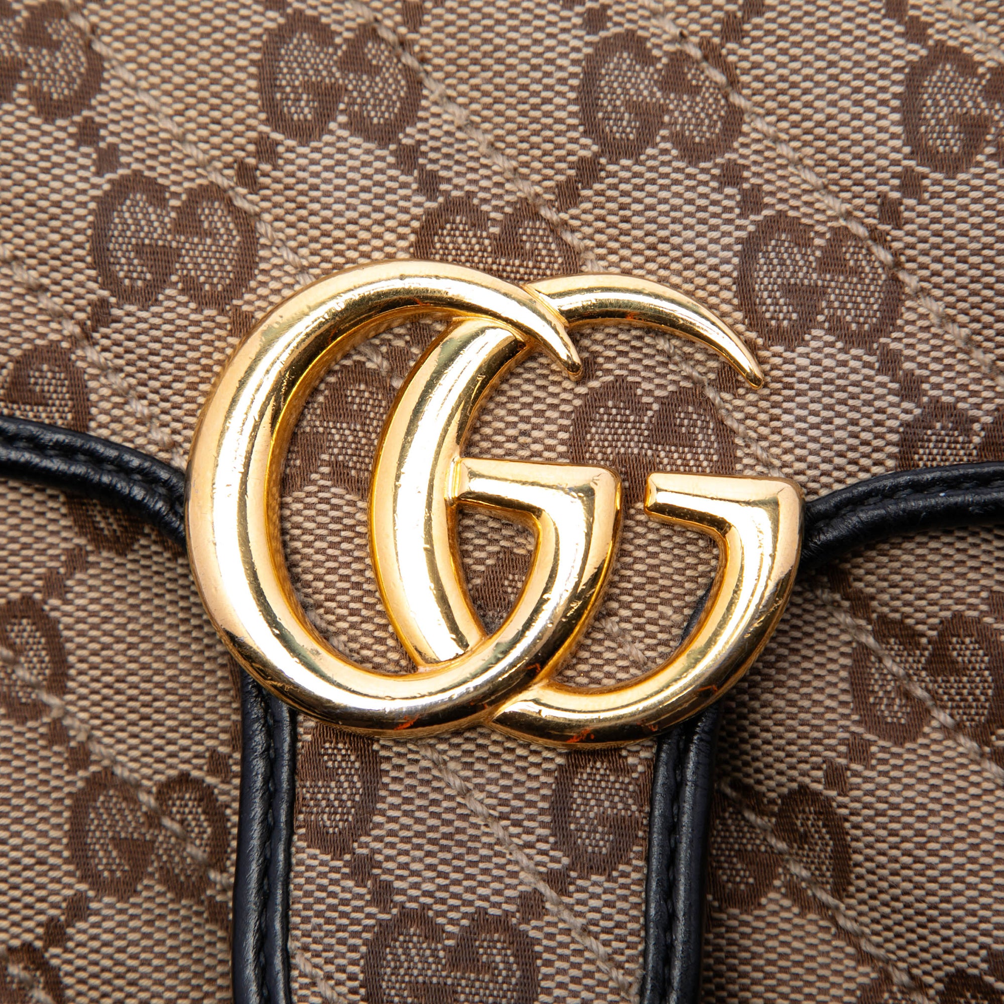 Small GG Marmont Matelasse Diagonal GG Canvas and Leather Shoulder Bag - Image 5