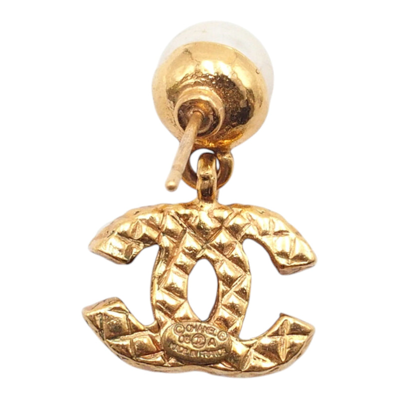 CC Gold Plated Faux Pearl Drop Push Back Earrings - Image 6