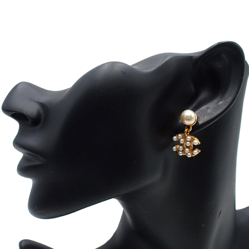 CC Gold Plated Faux Pearl Drop Push Back Earrings - Image 7