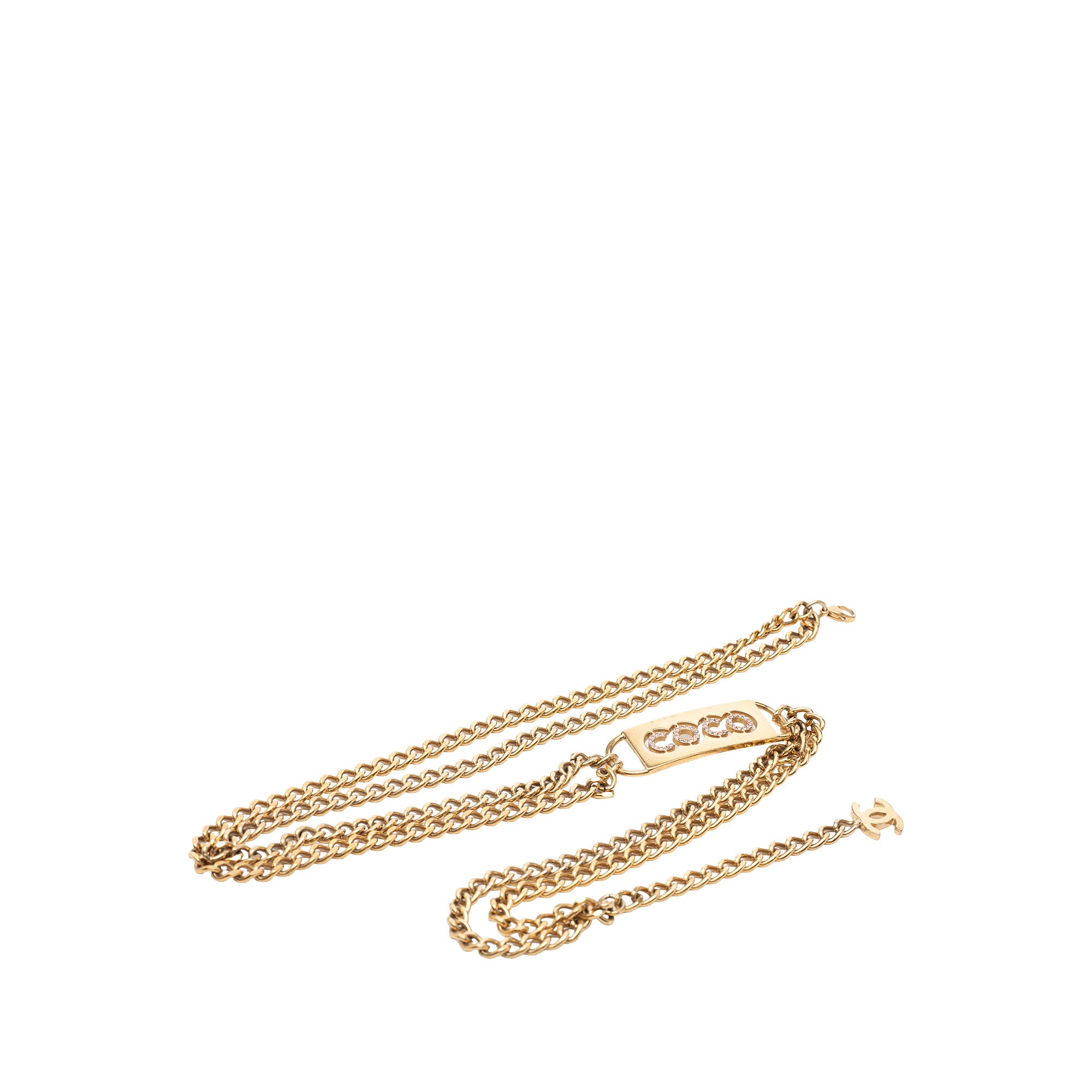 CC Gold Plated Strass Coco Plaque Double Chain Belt - Image 1