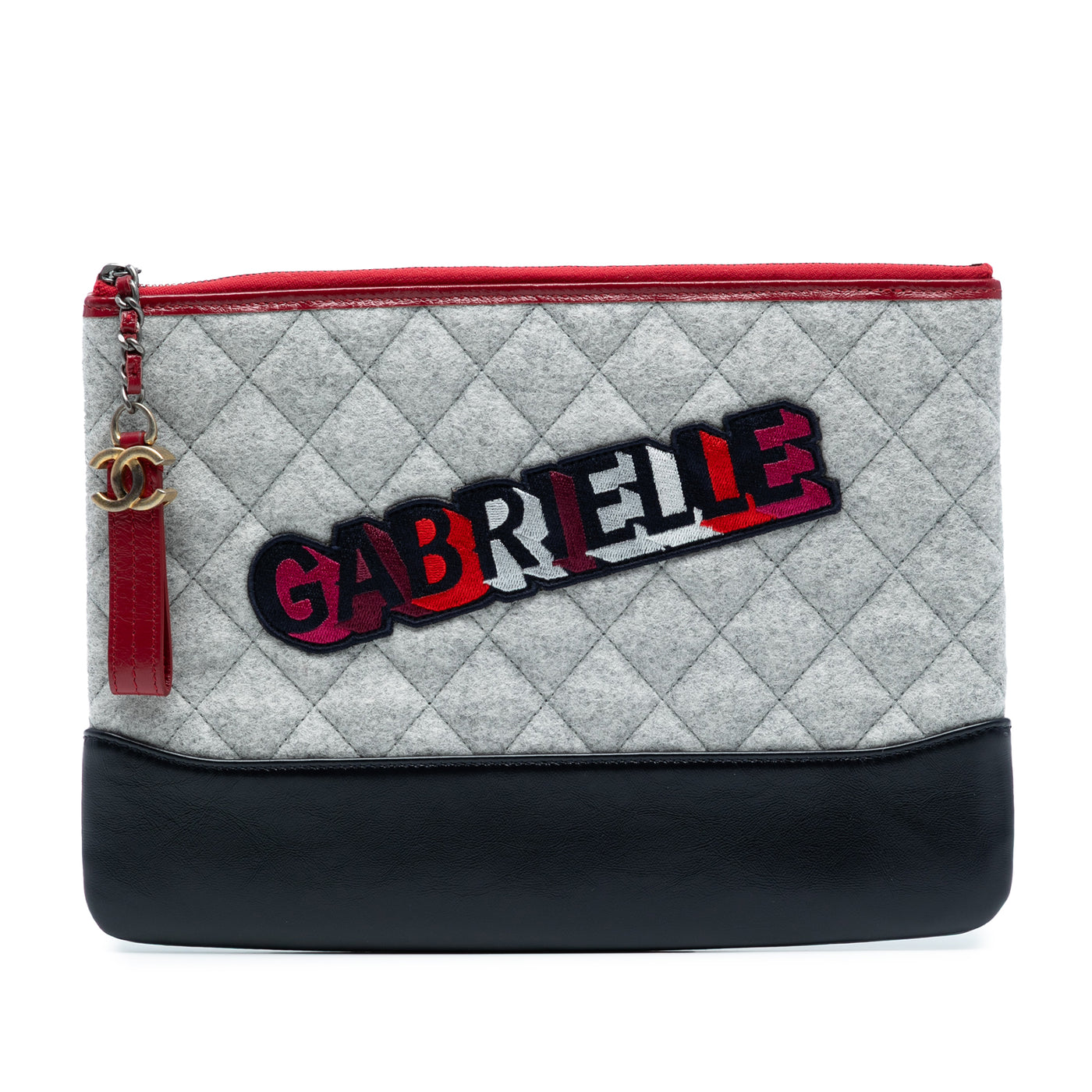 Medium Quilted Wool and Calfskin Gabrielle O Case Clutch - Image 1
