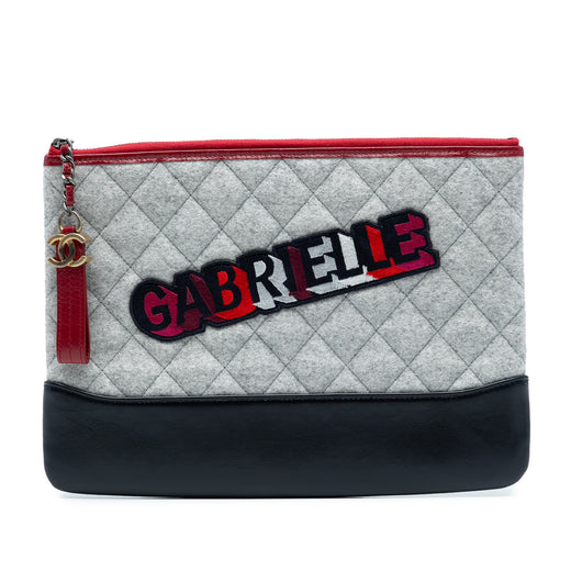Medium Quilted Wool and Calfskin Gabrielle O Case Clutch - Image 1