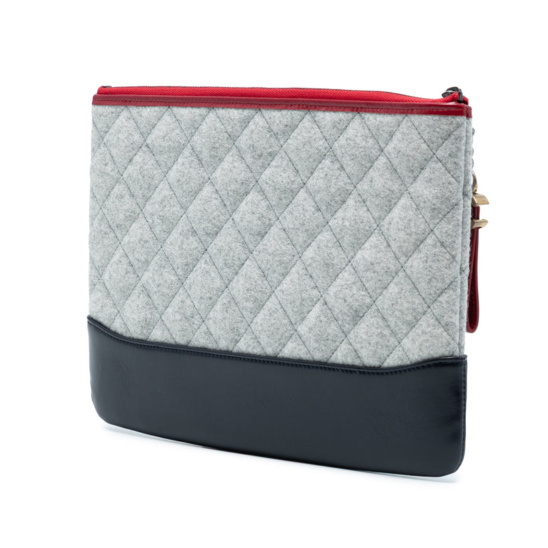 Medium Quilted Wool and Calfskin Gabrielle O Case Clutch - Image 2