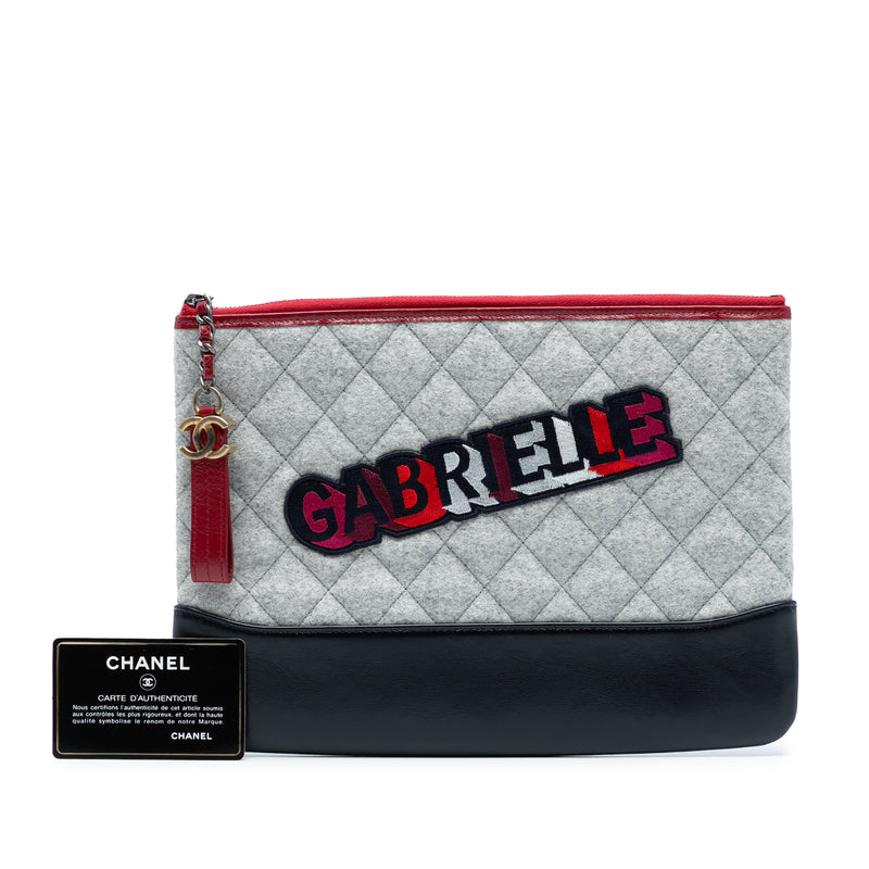 Medium Quilted Wool and Calfskin Gabrielle O Case Clutch - Image 8