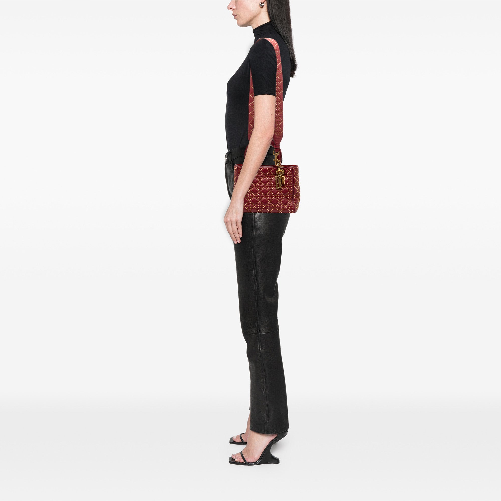Medium Lambskin Cannage Studded Supple Lady Dior - Image 7