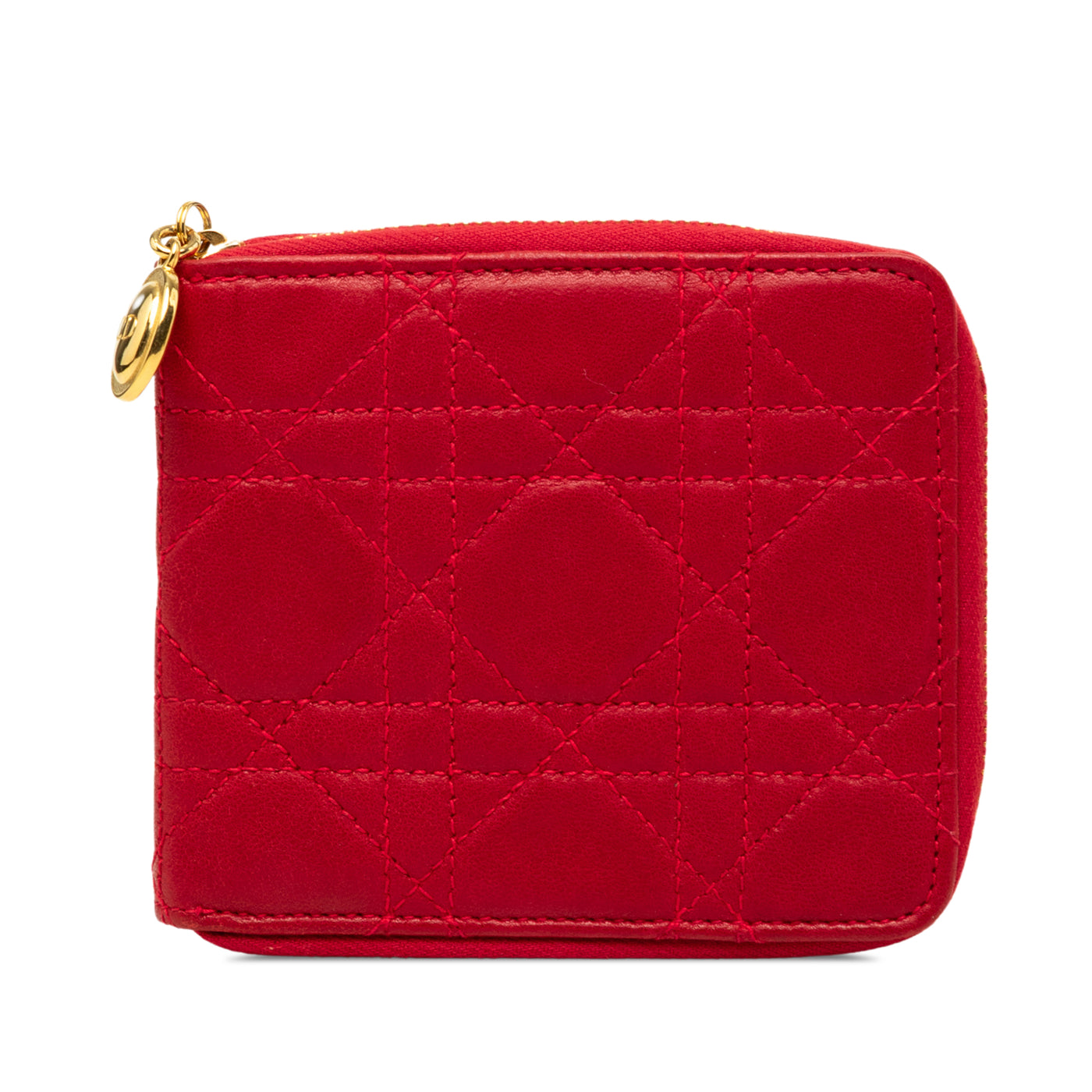 Lambskin Cannage Lady Dior Zip Around Compact Wallet - Image 1
