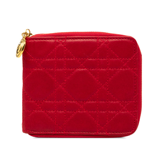 Lambskin Cannage Lady Dior Zip Around Compact Wallet - Image 1