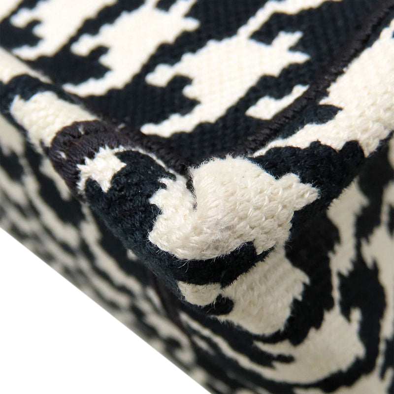Medium Canvas Houndstooth Embroidered Book Tote - Image 10