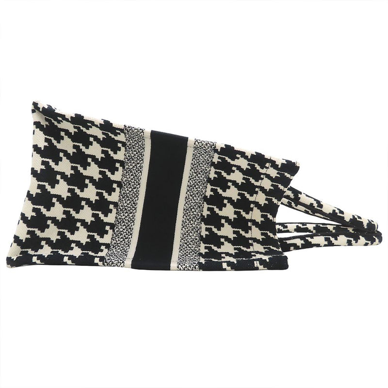 Medium Canvas Houndstooth Embroidered Book Tote - Image 13