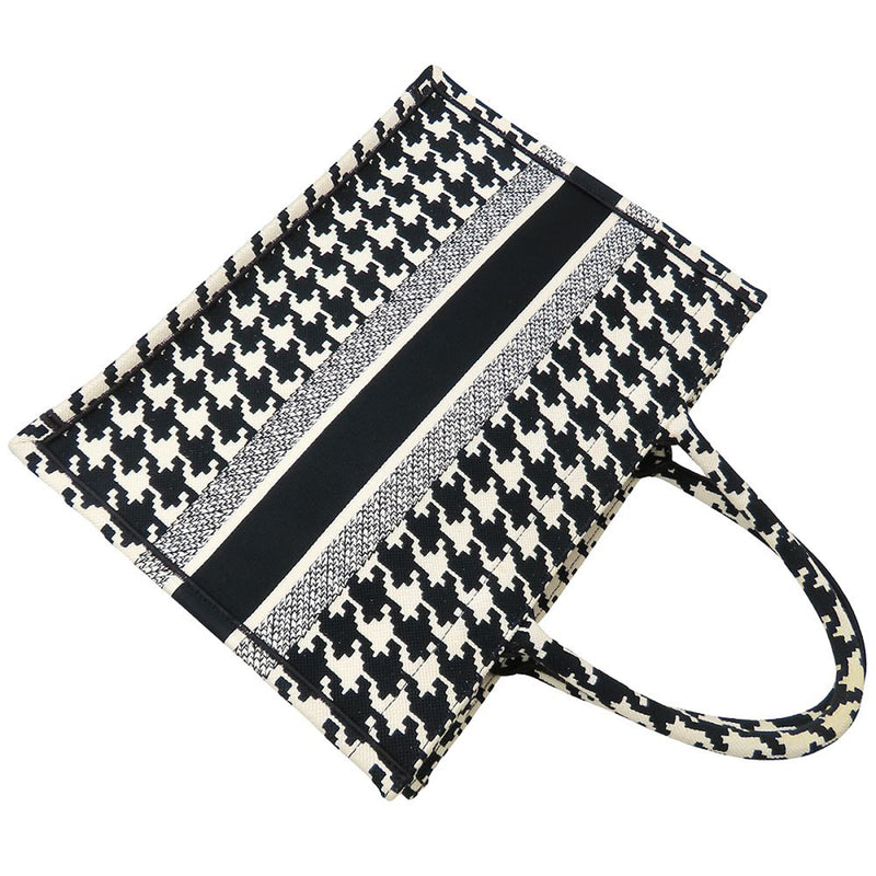 Medium Canvas Houndstooth Embroidered Book Tote - Image 14