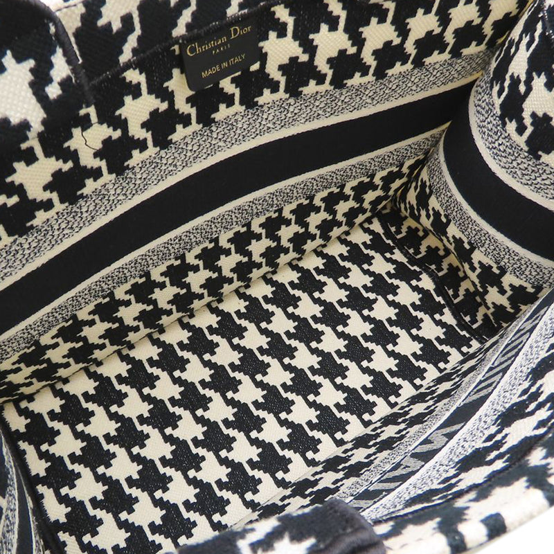 Medium Canvas Houndstooth Embroidered Book Tote - Image 3
