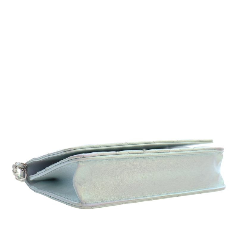 CC Quilted Iridescent Lambskin Wallet on Chain - Image 12