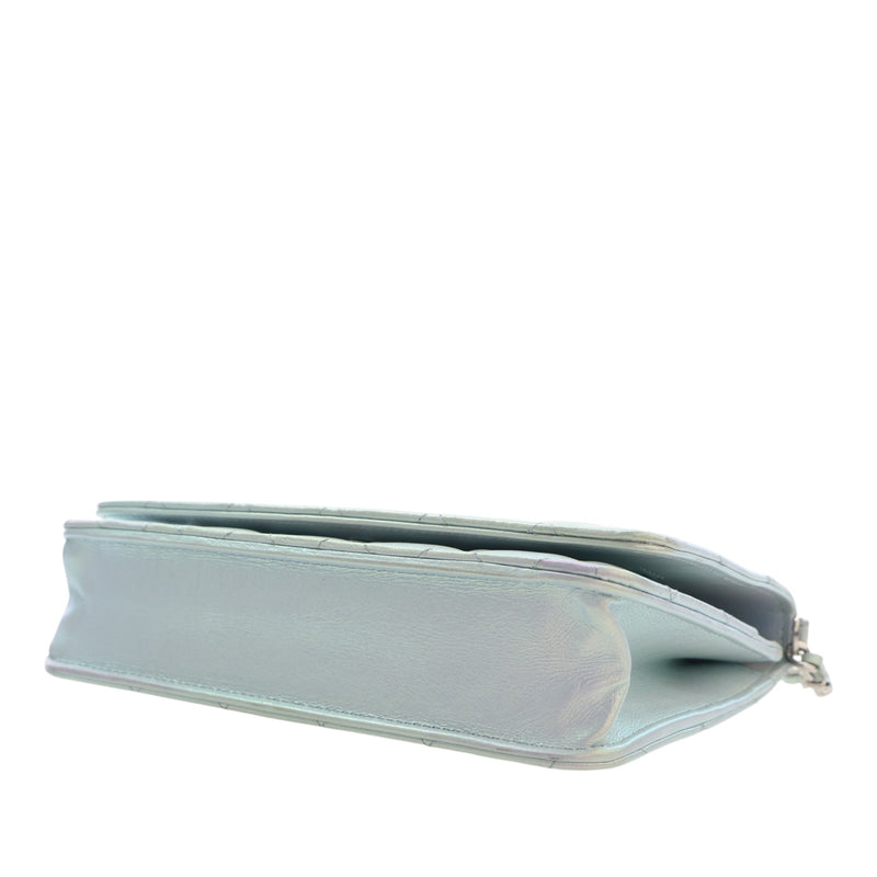 CC Quilted Iridescent Lambskin Wallet on Chain - Image 13