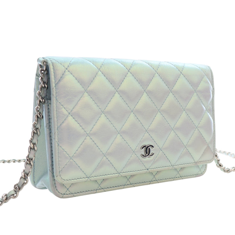 CC Quilted Iridescent Lambskin Wallet on Chain - Image 2