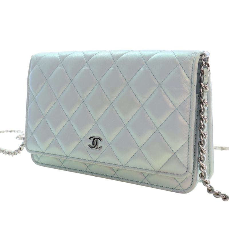 CC Quilted Iridescent Lambskin Wallet on Chain - Image 3