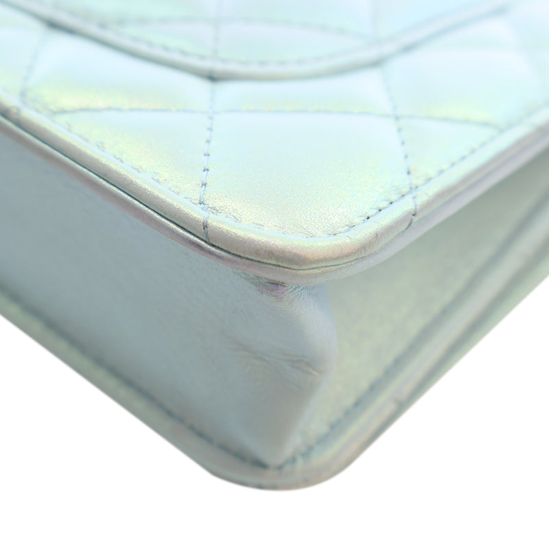 CC Quilted Iridescent Lambskin Wallet on Chain - Image 9