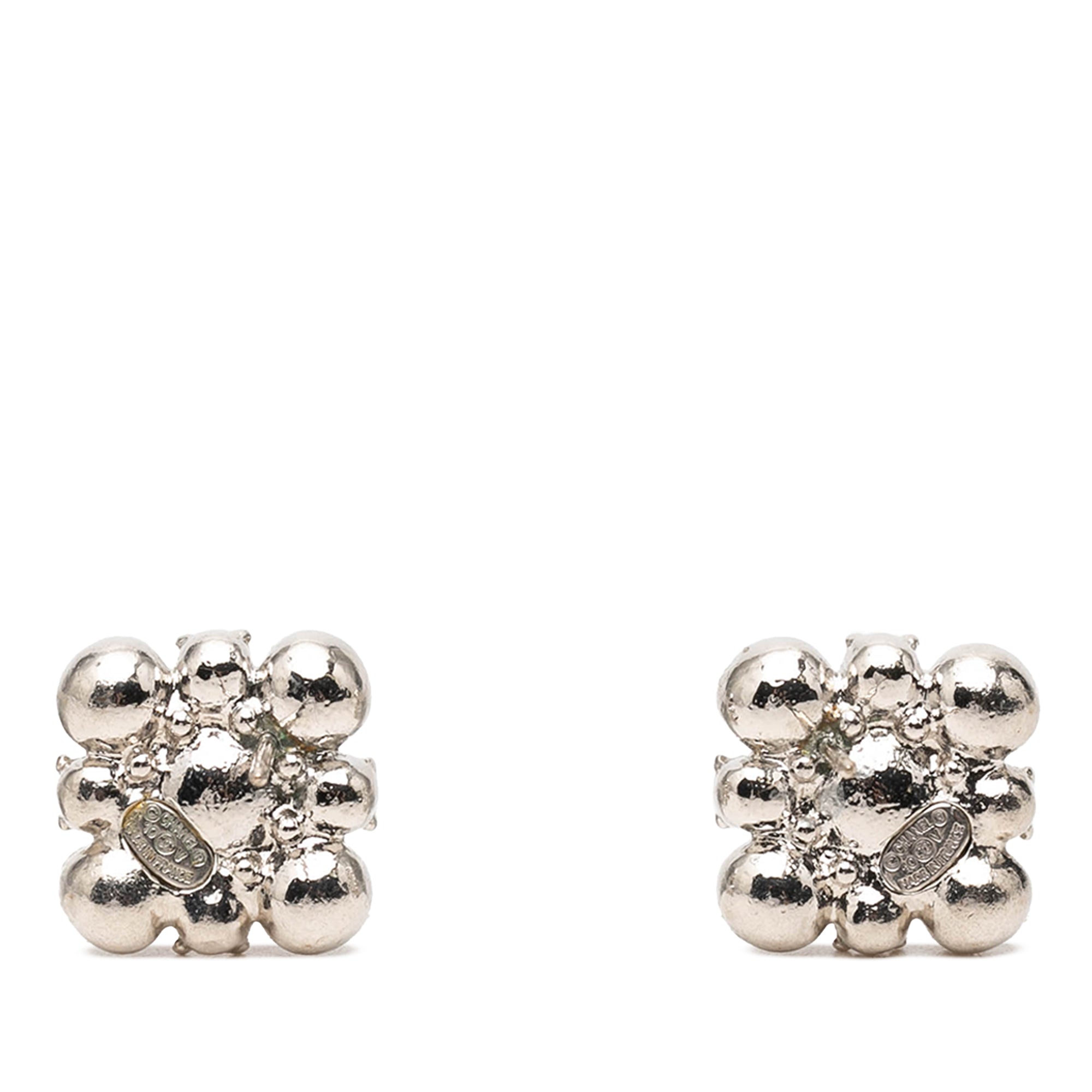 Brass Floral Strass Push Back Earrings - Image 2