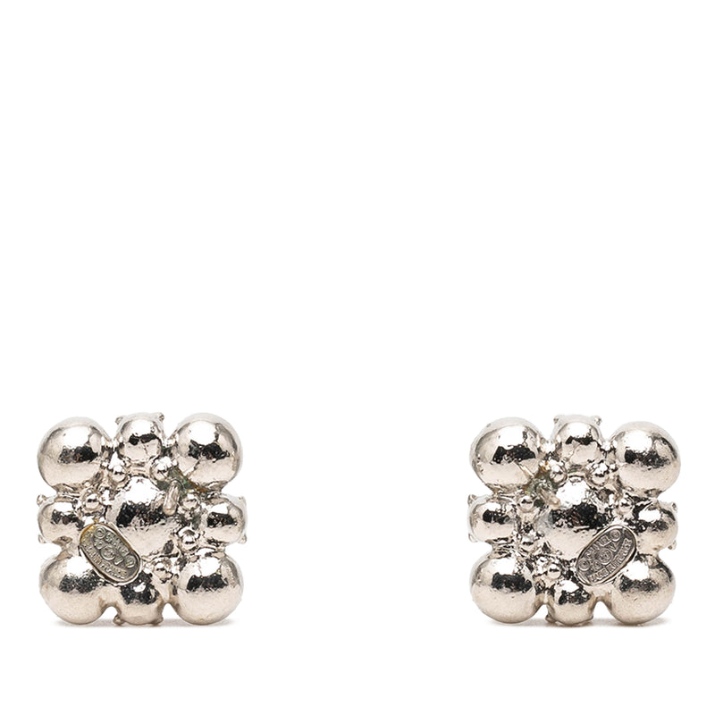 Brass Floral Strass Push Back Earrings - Image 2