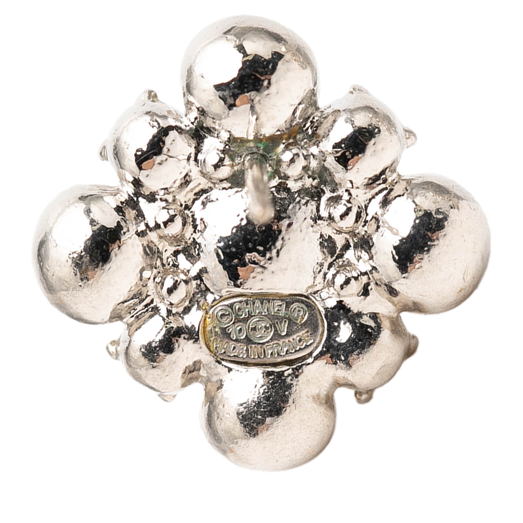 Brass Floral Strass Push Back Earrings - Image 3