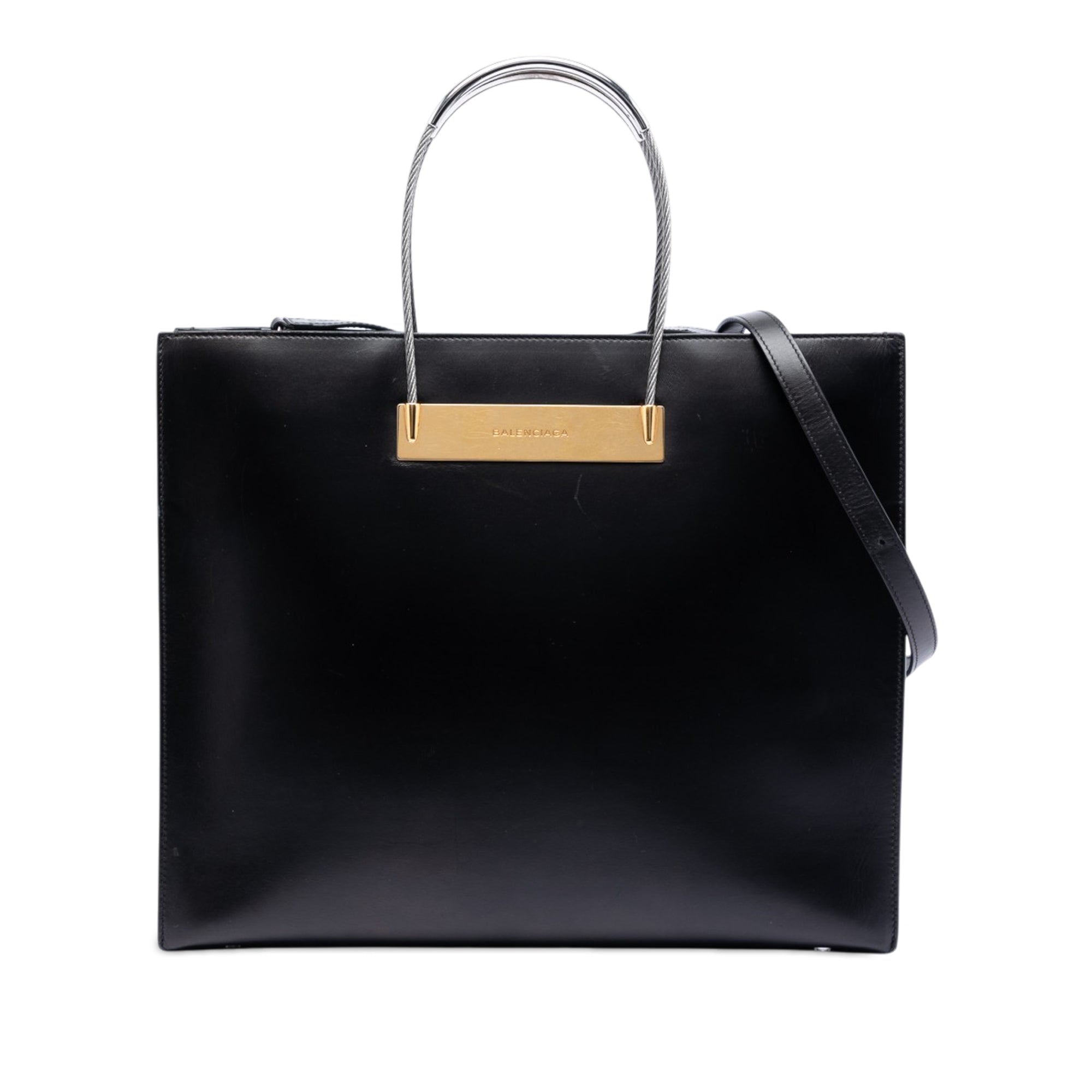 Small Leather Cable Shopper Tote - Image 1