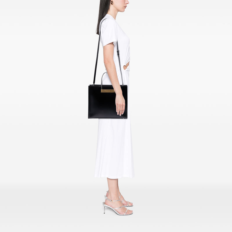 Small Leather Cable Shopper Tote - Image 6