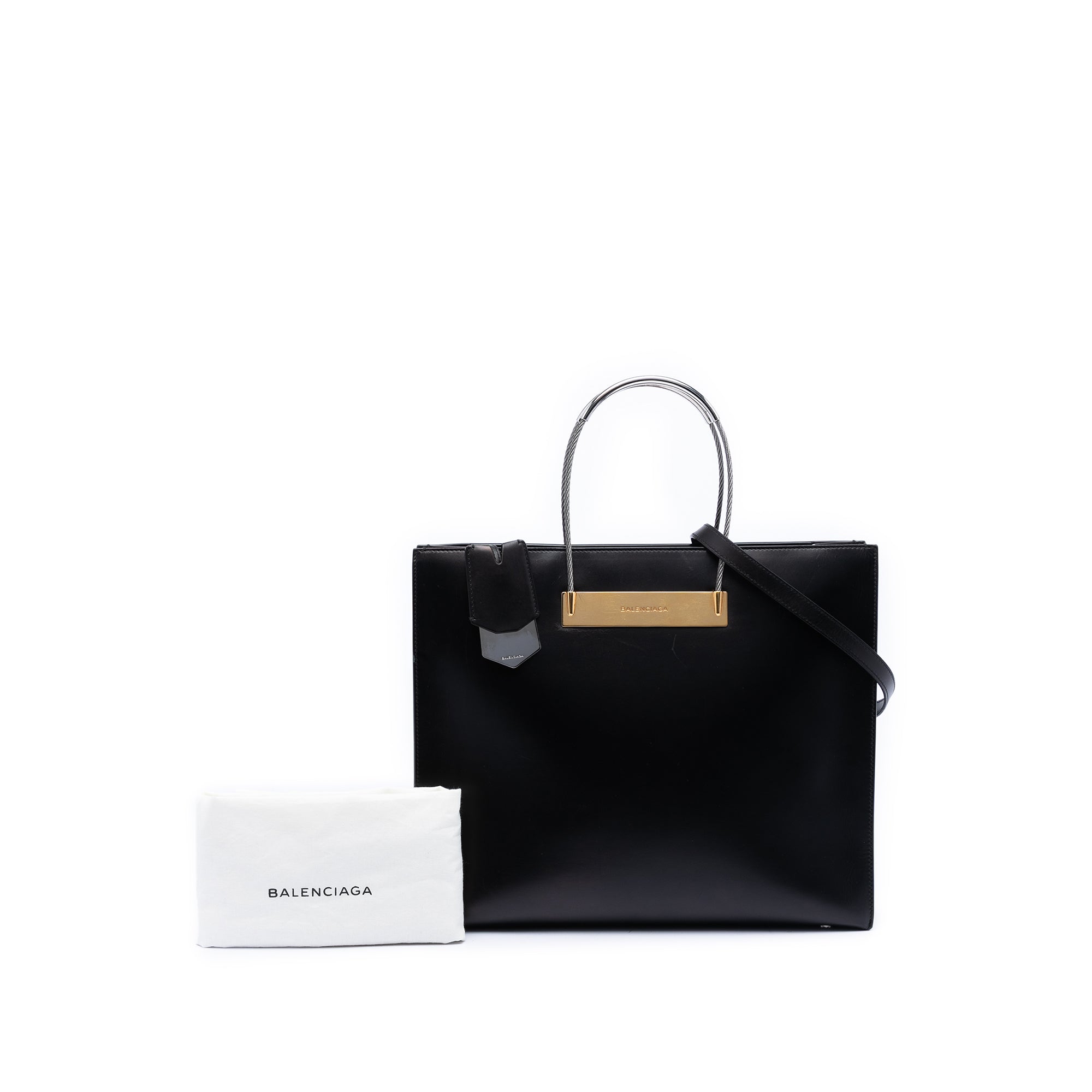 Small Leather Cable Shopper Tote - Image 7
