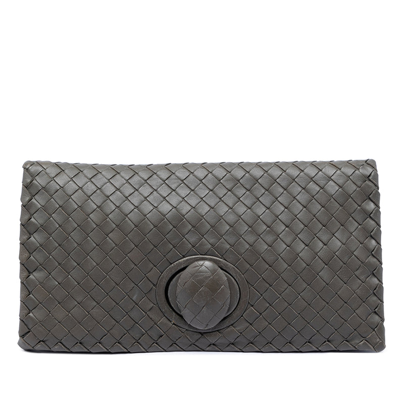 Nappa Intrecciato Turn Lock Clutch