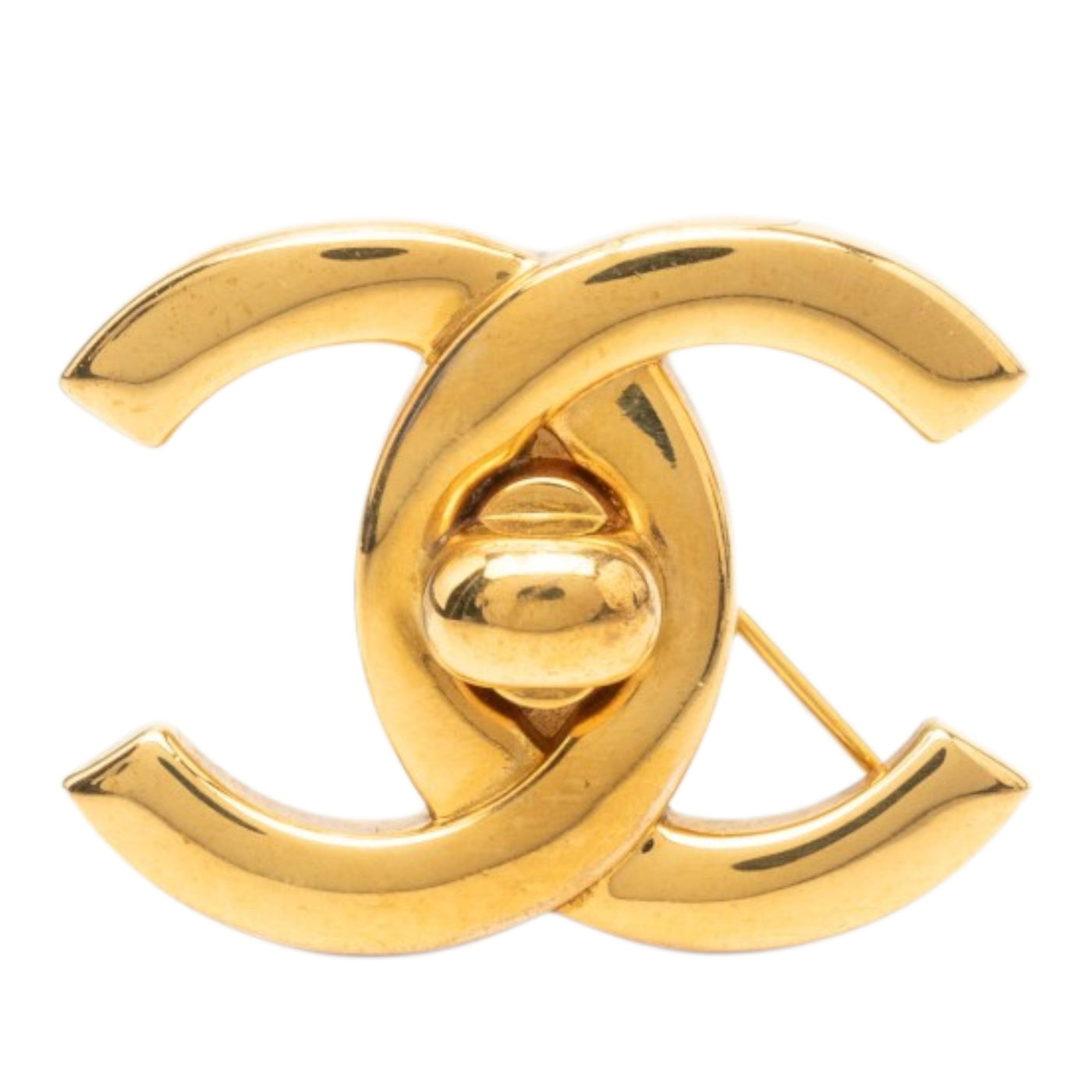 CC Gold Plated Turnlock Pin Brooch - Image 1