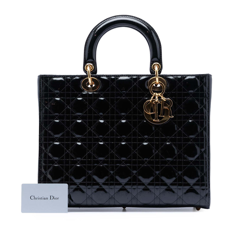 Large Patent Cannage Lady Dior - Image 9