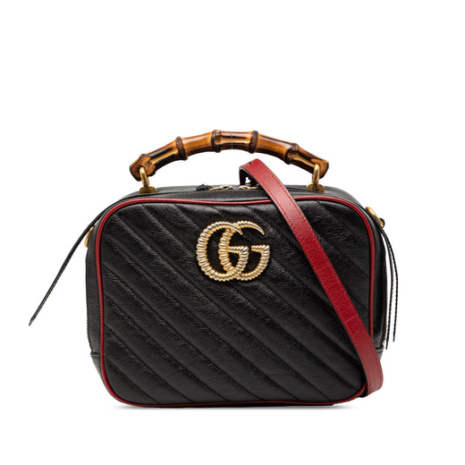 Small GG Marmont Matelasse Diagonal Leather Torchon Bamboo Satchel - Image 1