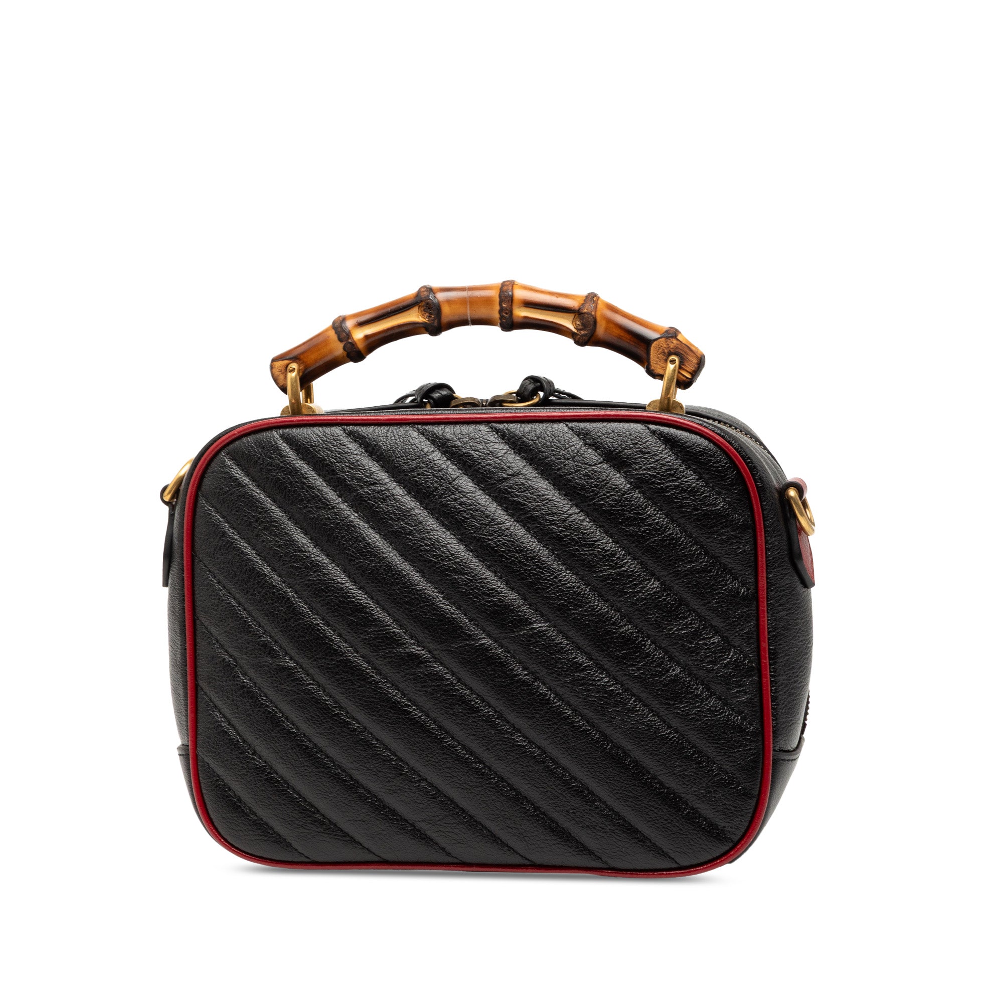 Small GG Marmont Matelasse Diagonal Leather Torchon Bamboo Satchel - Image 2