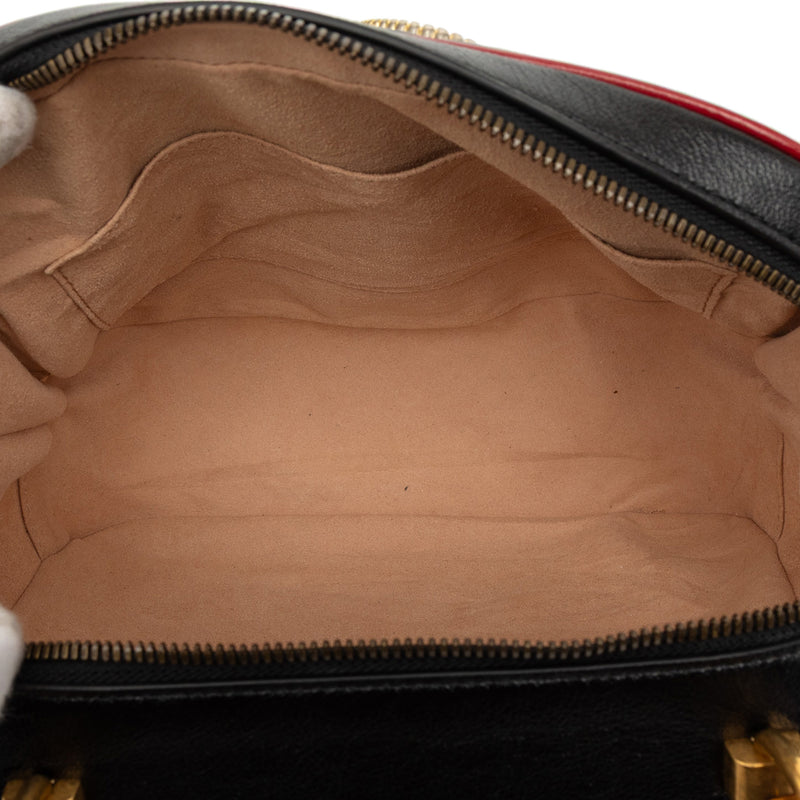Small GG Marmont Matelasse Diagonal Leather Torchon Bamboo Satchel - Image 4