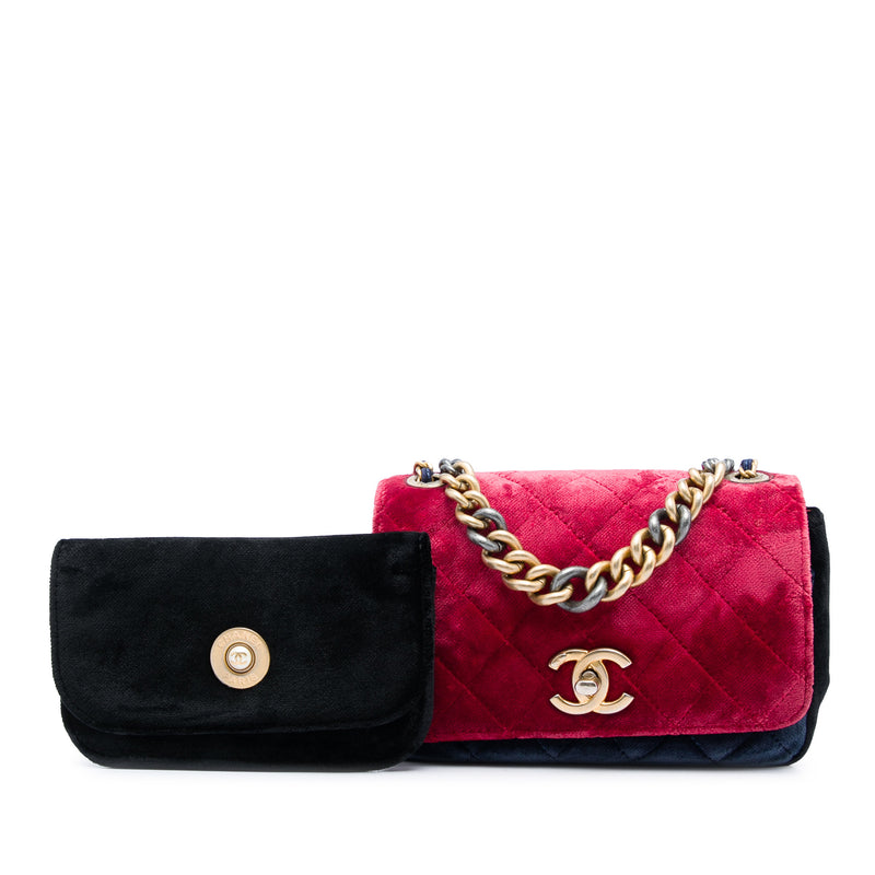 Paris Cosmopolite Small Tricolor Quilted Velvet Private Affair Camellia Flap - Image 6