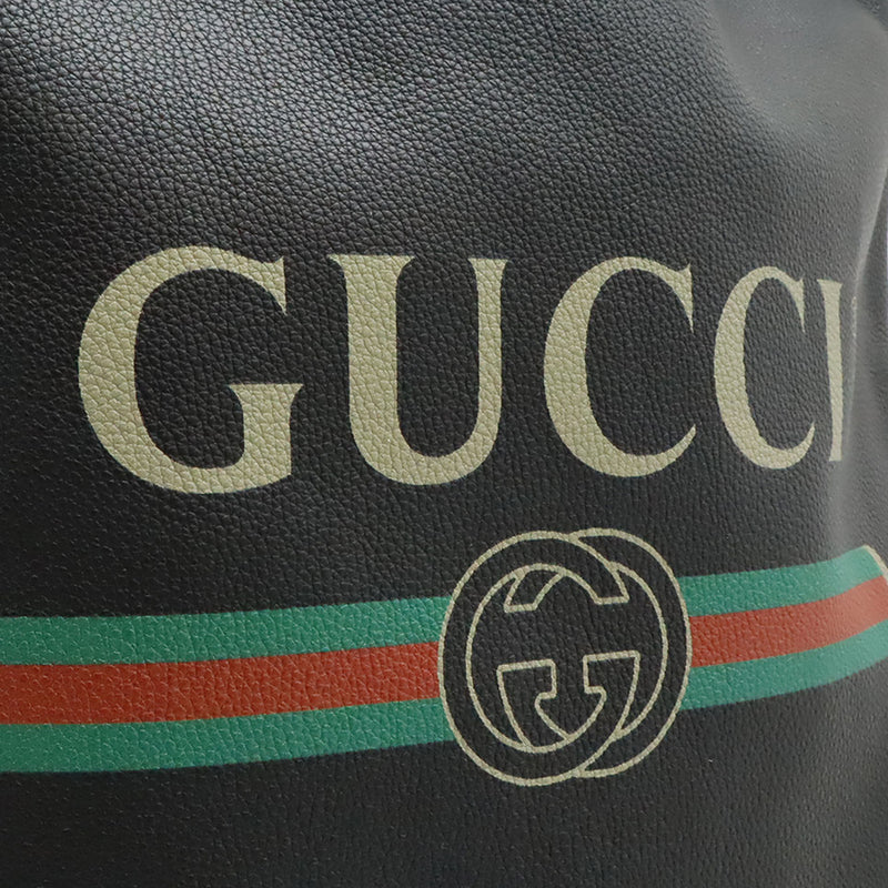 Grained Calfskin Web Logo Drawstring Backpack - Image 4