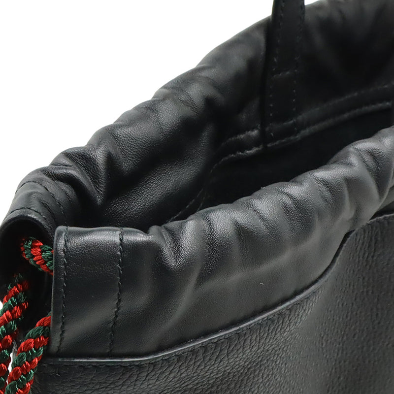 Grained Calfskin Web Logo Drawstring Backpack - Image 5