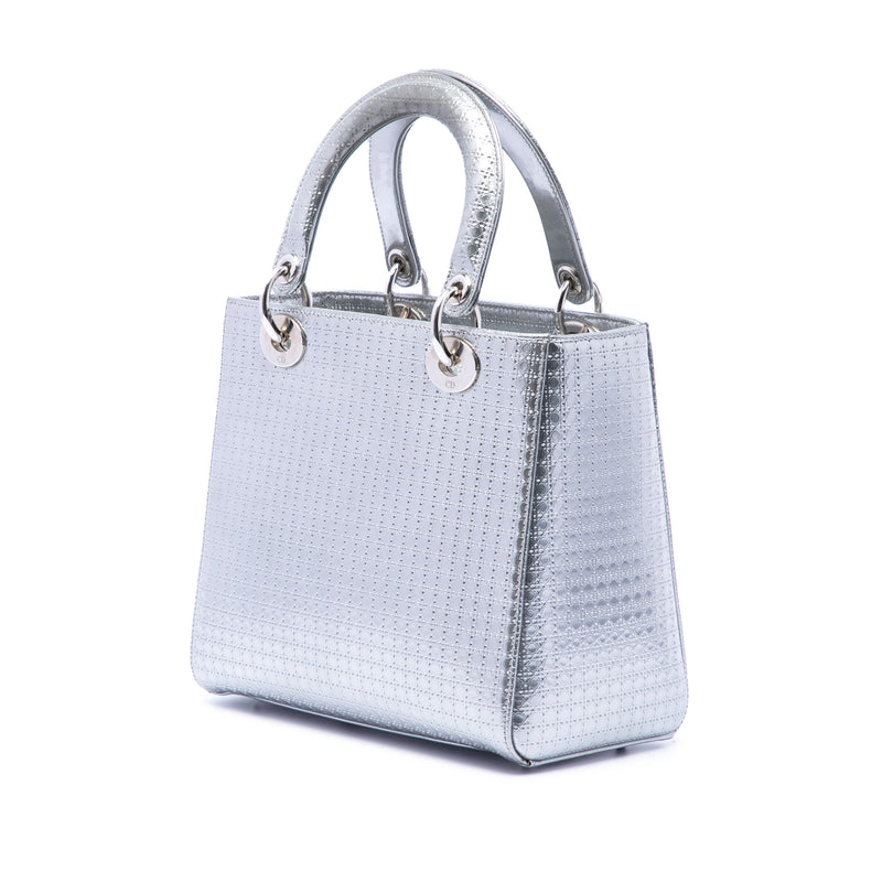 Medium Metallic Patent Microcannage Lady Dior - Image 2