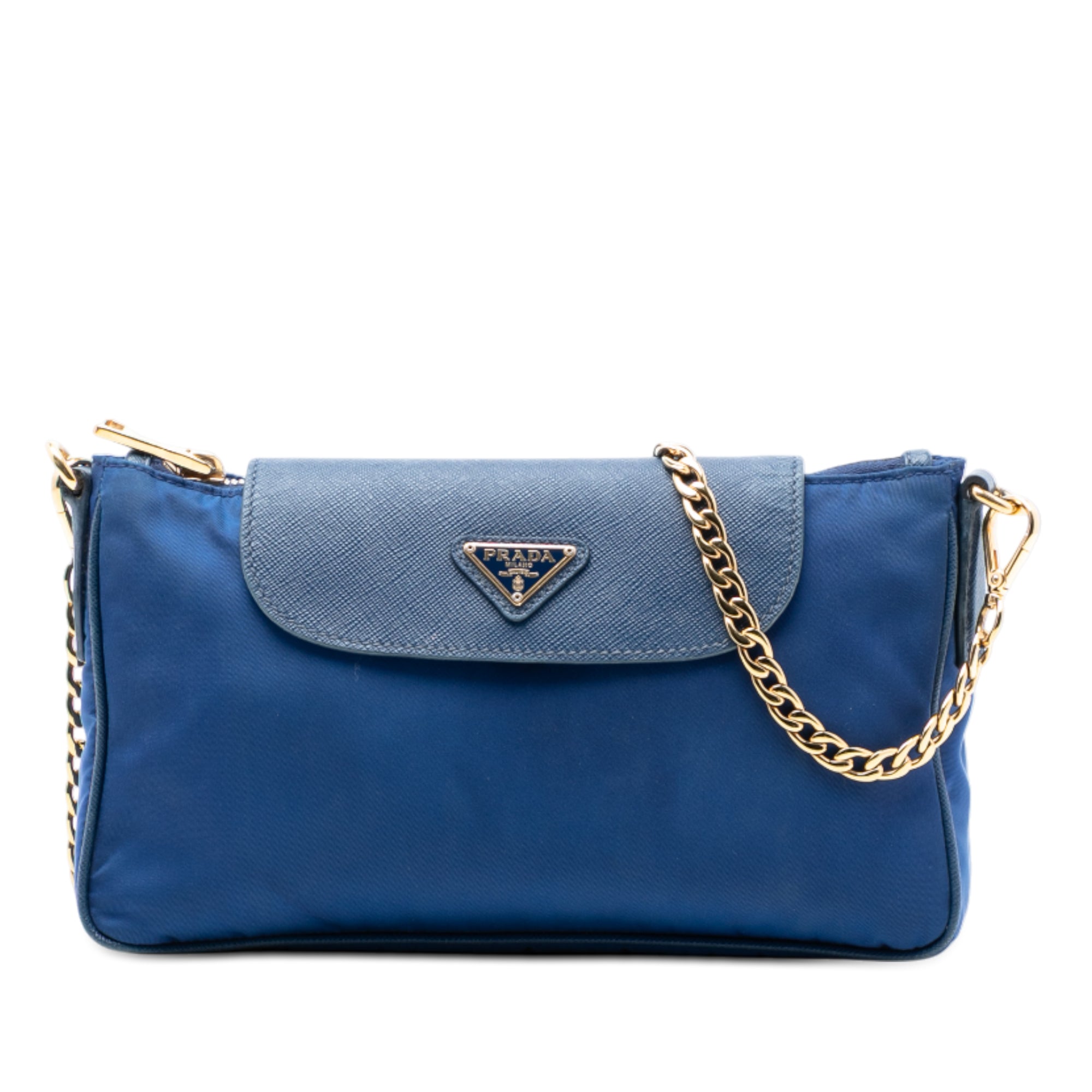 Saffiano Trimmed Tessuto Chain Crossbody - Image 1