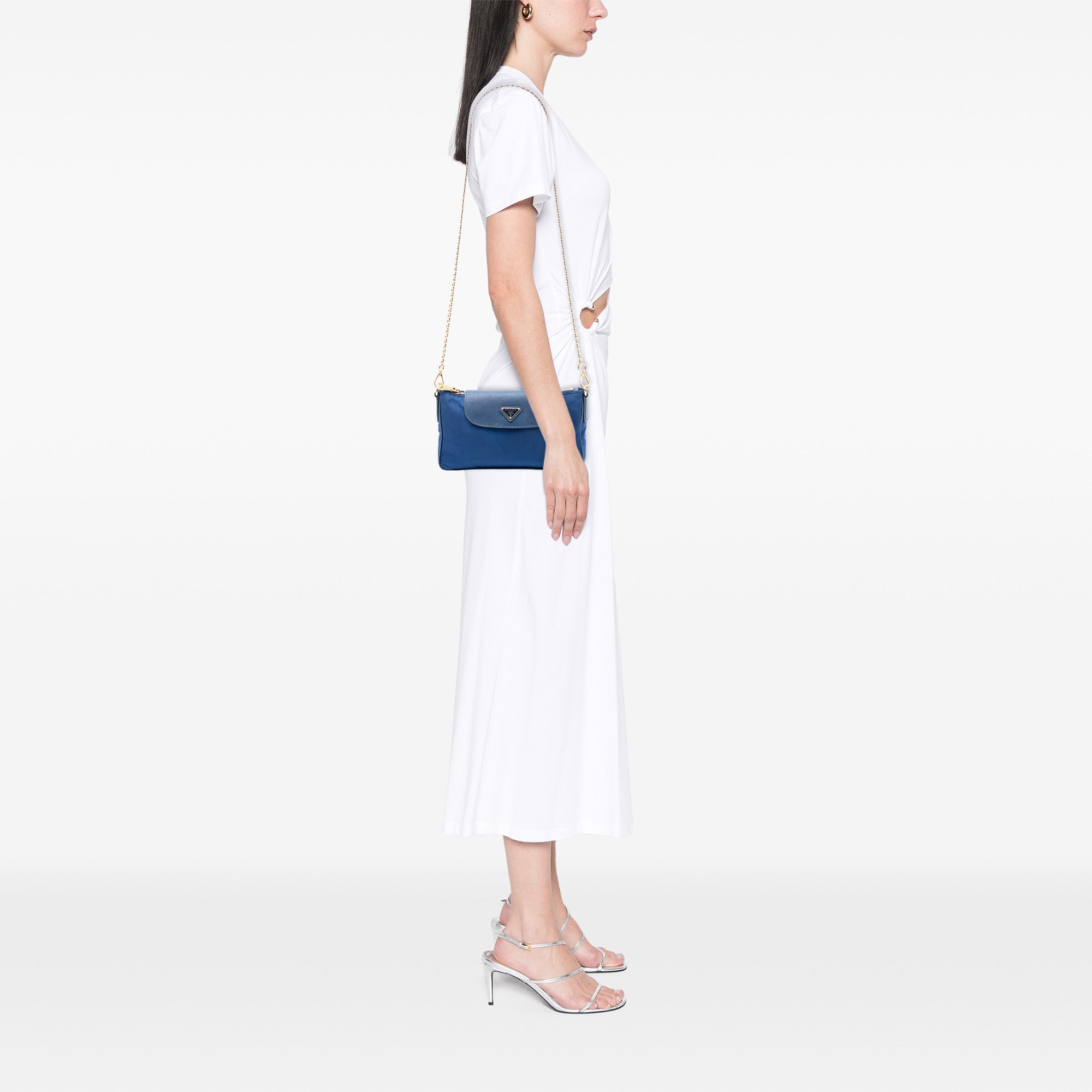 Saffiano Trimmed Tessuto Chain Crossbody - Image 6