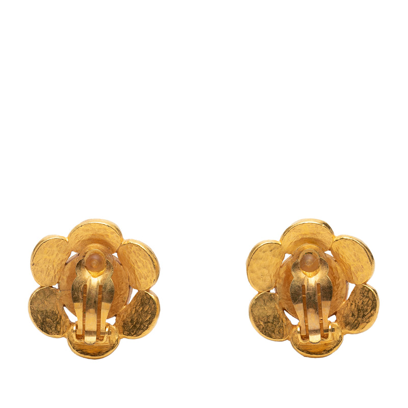 CC Bicolor Brass Flower Clip On Earrings - Image 2
