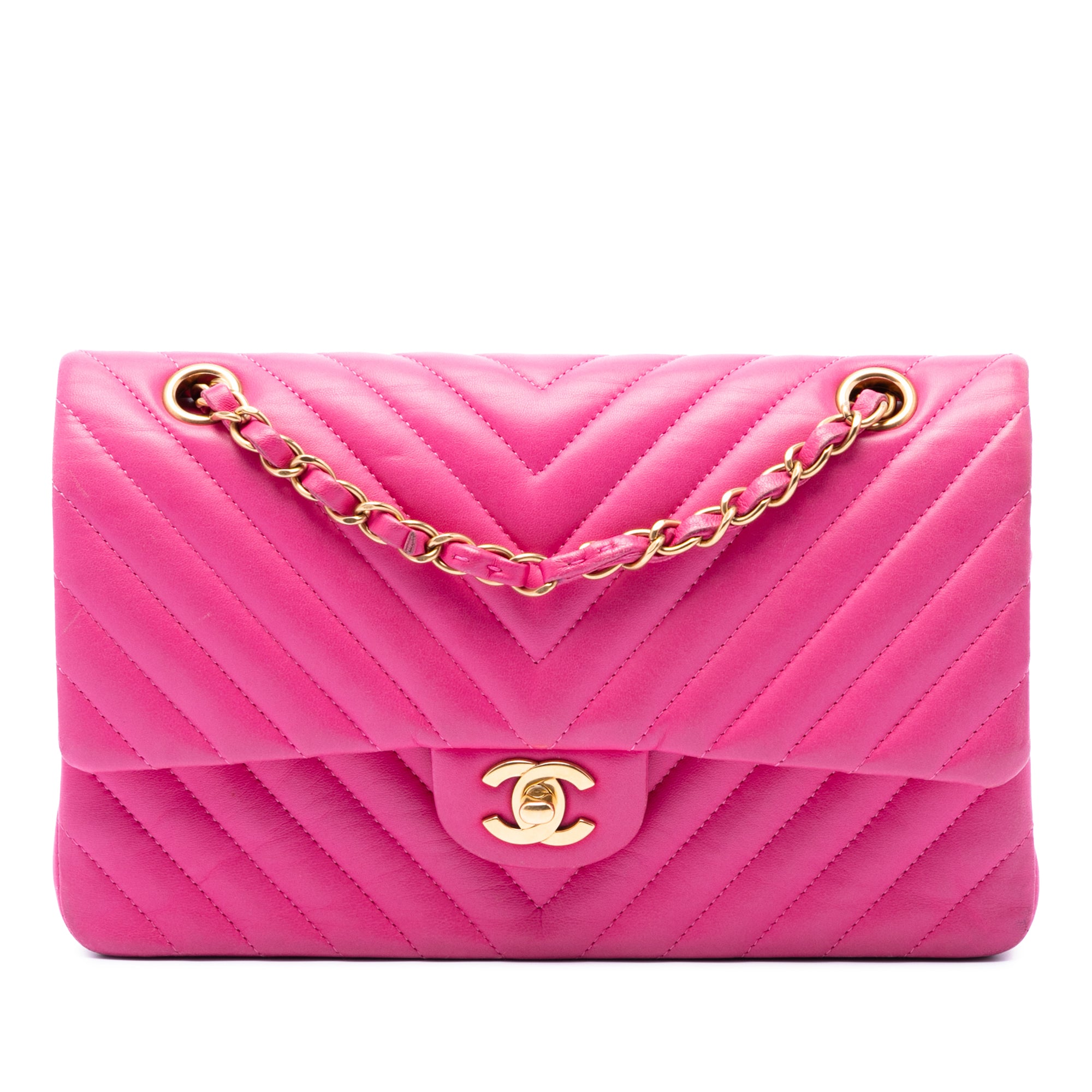 Medium Classic Chevron Lambskin Double Flap - Image 1