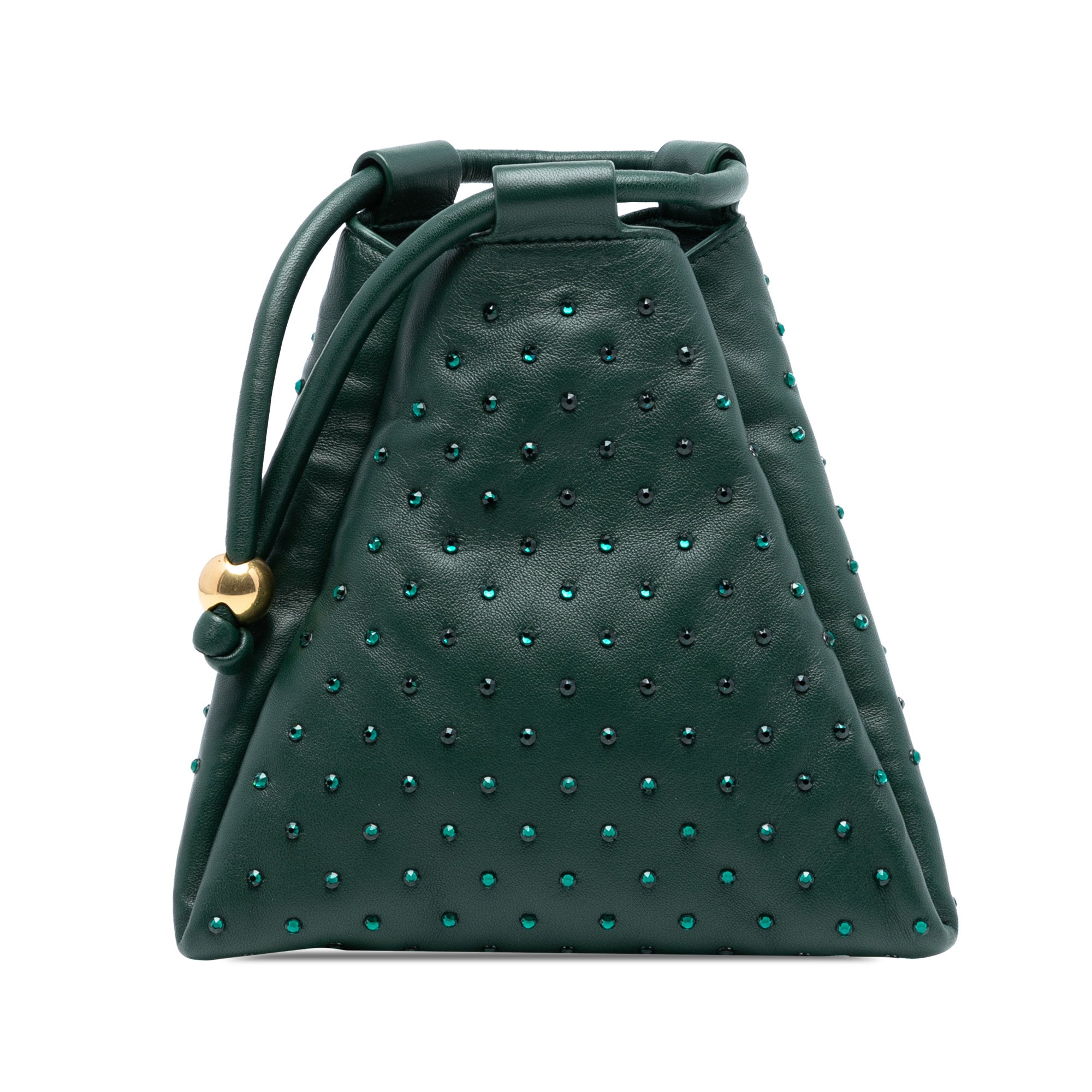 Mini Lambskin Crystal Embellished Triangle Handbag - Image 1