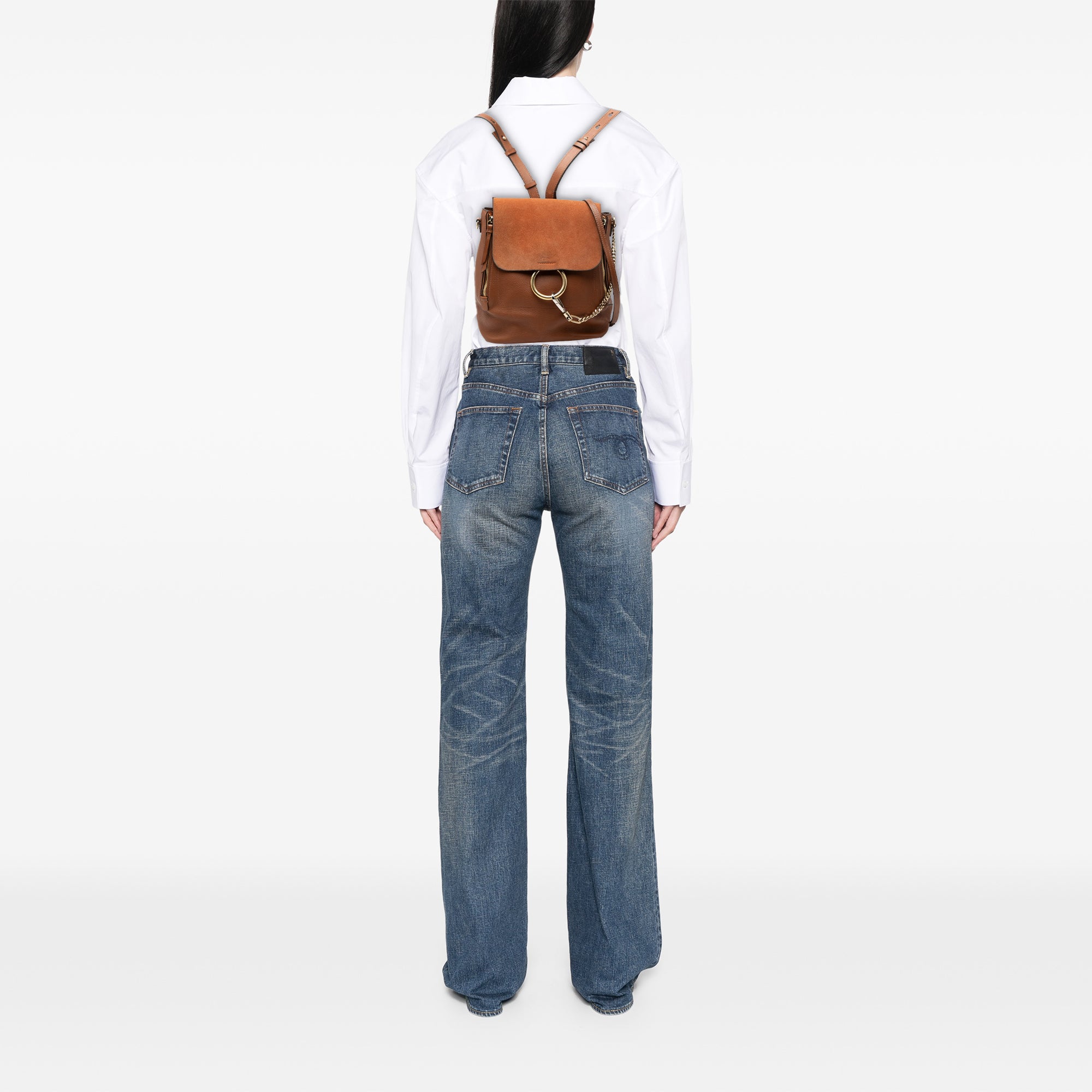 Medium Calfskin and Suede Faye Backpack - Image 7