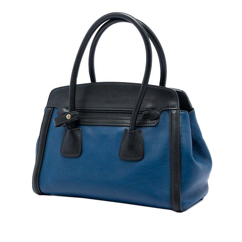 Bicolor Saffiano Trimmed City Calf Double Zip Satchel - Image 2
