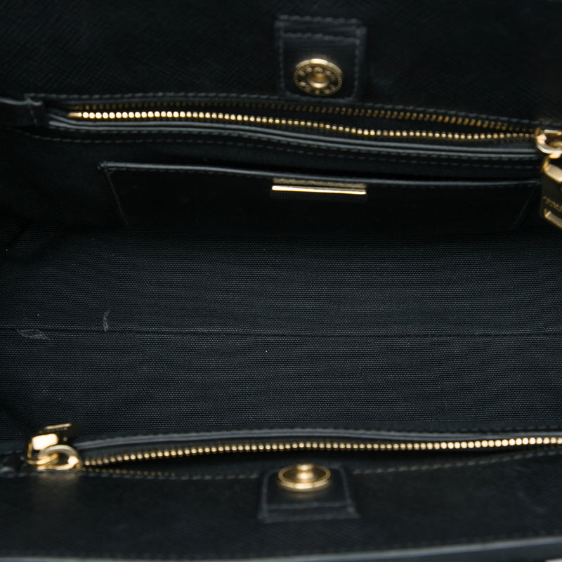 Bicolor Saffiano Trimmed City Calf Double Zip Satchel - Image 4