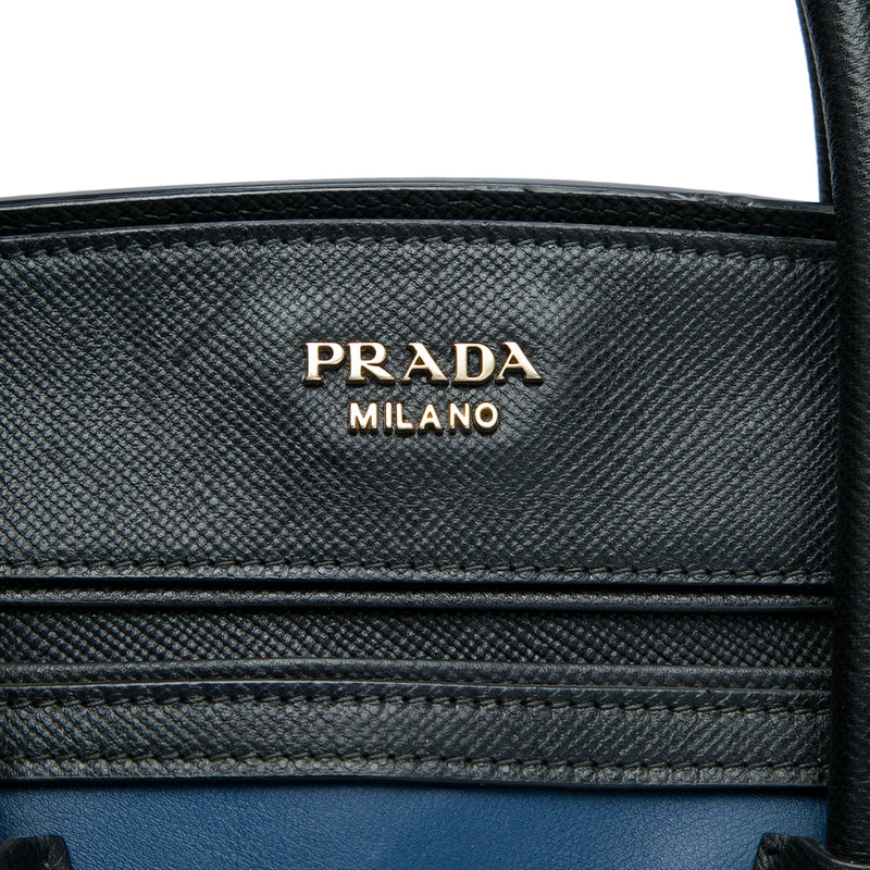 Bicolor Saffiano Trimmed City Calf Double Zip Satchel - Image 5