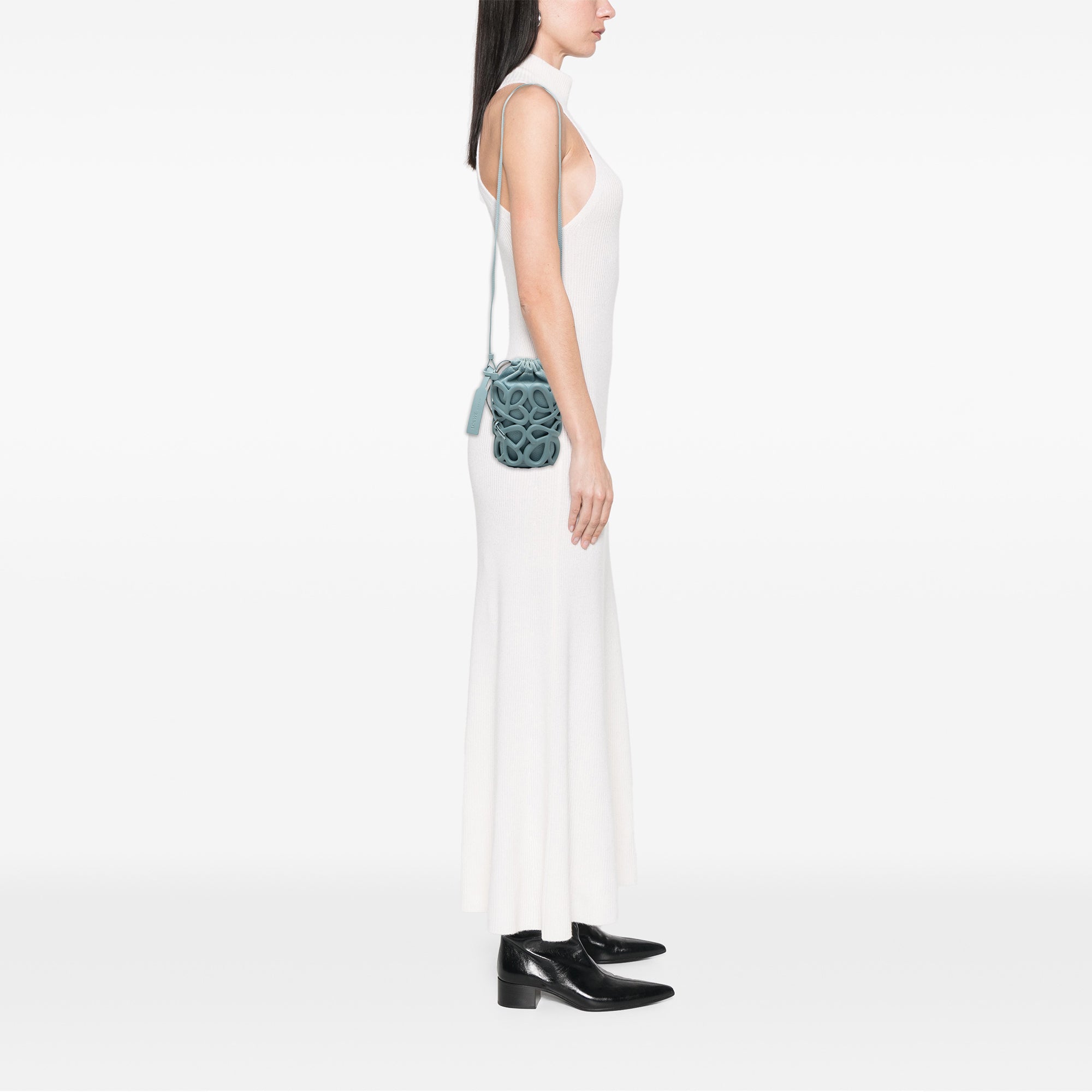 Anagram Inflated Cutout Rubber and Canvas Pocket Bucket Bag - Image 4