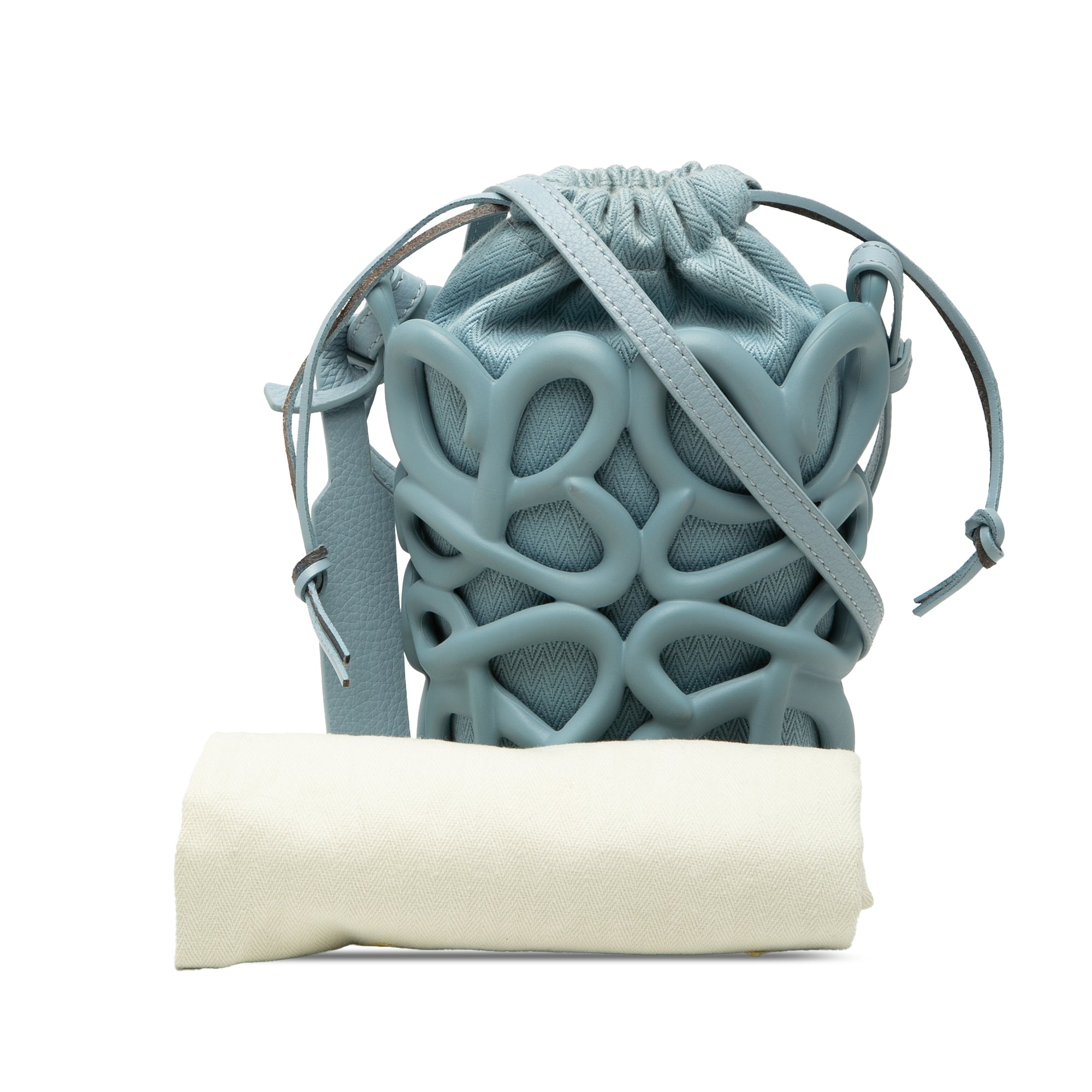 Anagram Inflated Cutout Rubber and Canvas Pocket Bucket Bag - Image 5
